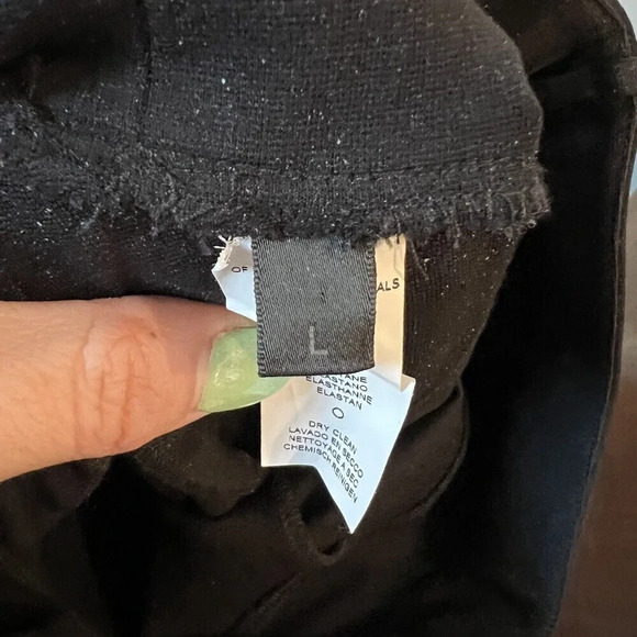 Women’s Black Faux Leather Panel Leggings Sz Large Ankle Zip Pants - Picture 3 of 9